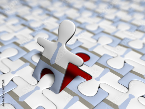Rendered puzzle made of human figures.