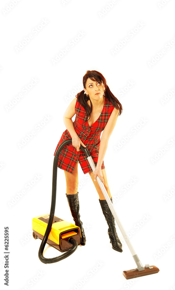Woman with a vacuum cleaner