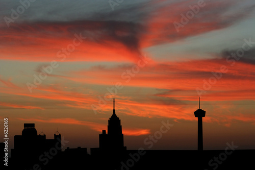 San Antonio skyline at sunset