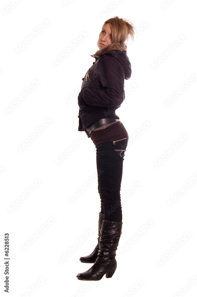 Young adult girl posing dressed at winter jacket Young adult girl posing dressed at winter jacket