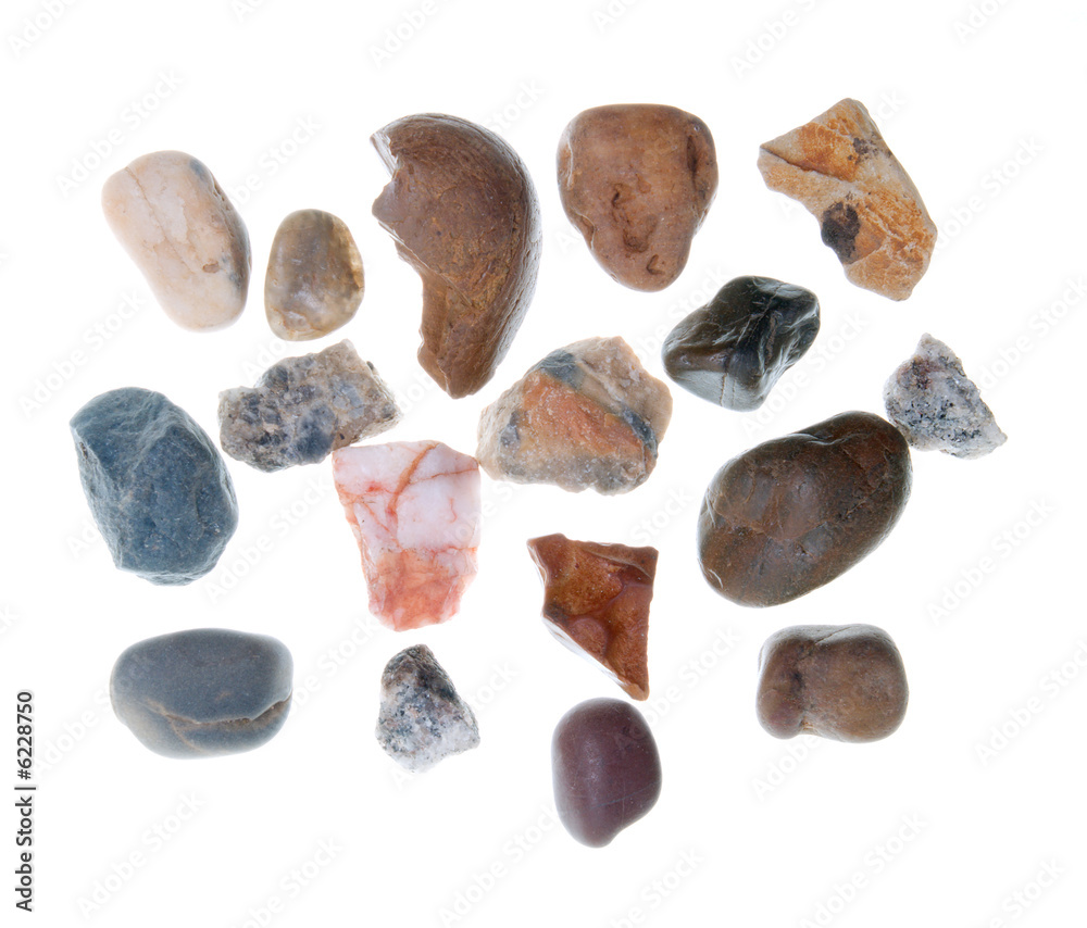 Close up Pebble stones on a white background Close up Pebble stones on a white background