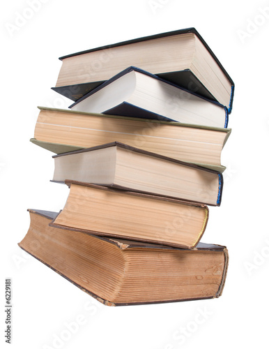 Stack of books isolated on the white.clipping Path