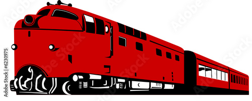 Red train isolated on white background