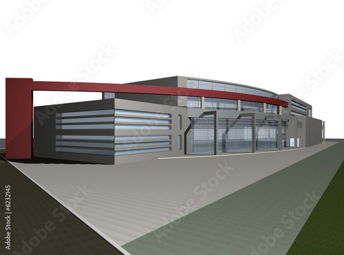 3d digital render of modern business center building 
