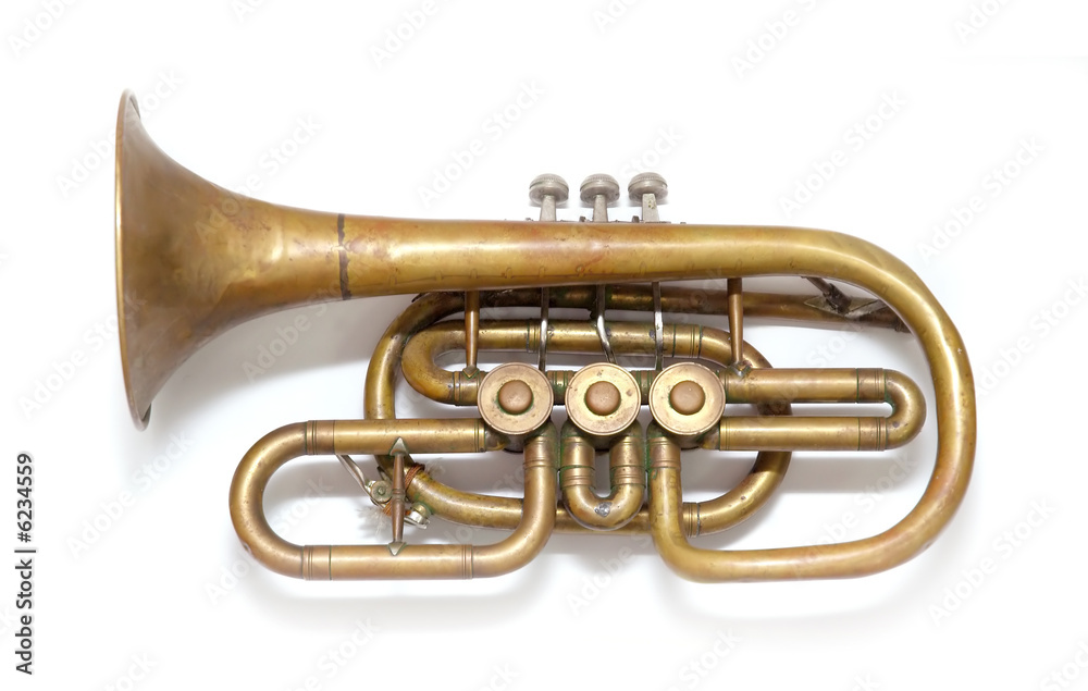 Fototapeta premium Old vintage copper trumpet
