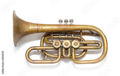 Old vintage copper trumpet