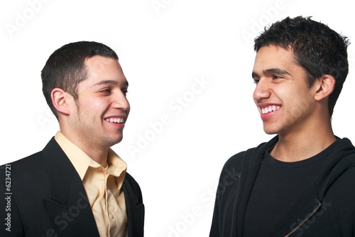 Two men smiling 