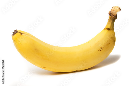 The single banana isolated on white background