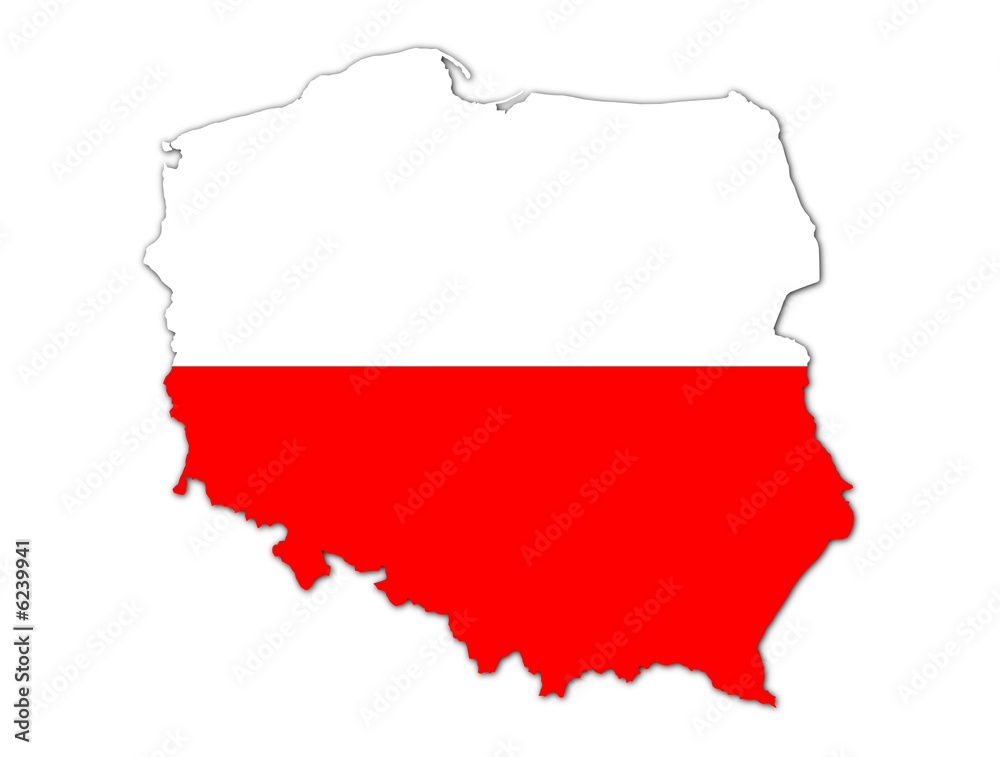 Fototapeta biała i czerwona mapa Polski na białym tle