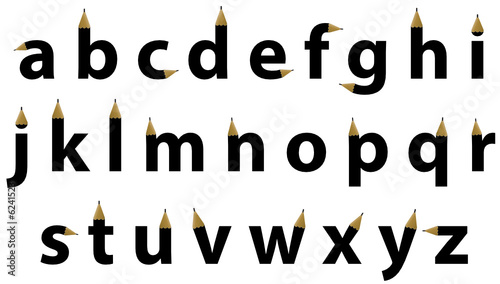 English alphabet letters pencil design shapes