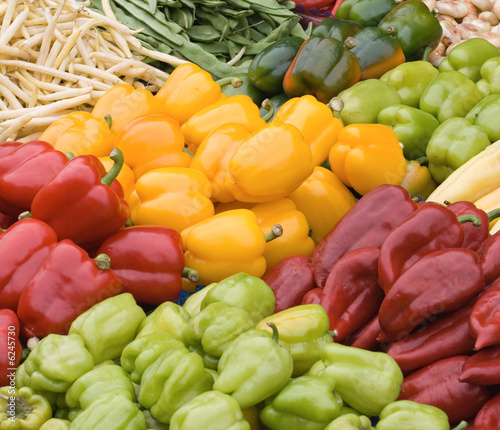 Fresh organic pepper for sale at a market for farm products.