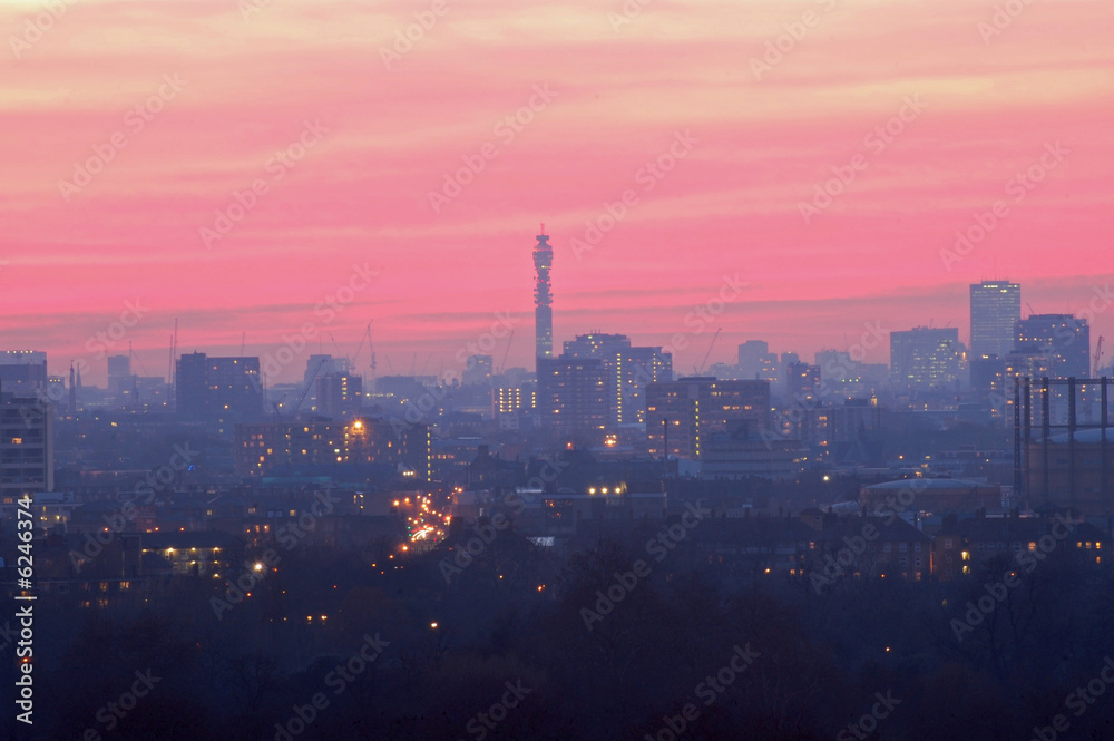 London sunset PO tower