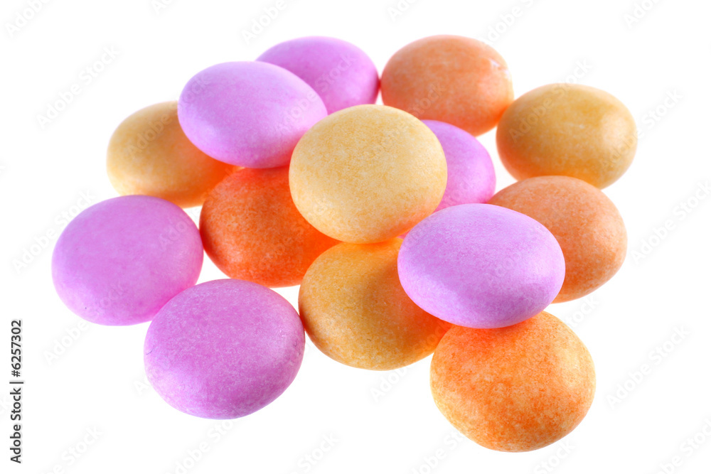 Color candy pill isolated on white background Color candy pill isolated on white background
