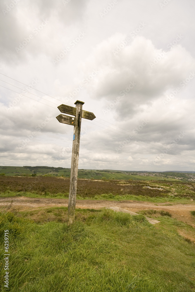 Sign Post on Penistone Hill near Haworth in Bronte country