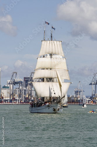 Tall Ship - A  Brigantine Bow On