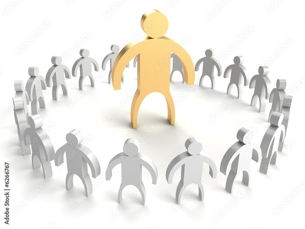 Leader. Abstract little men on a white background. Leader. Abstract little men on a white background.