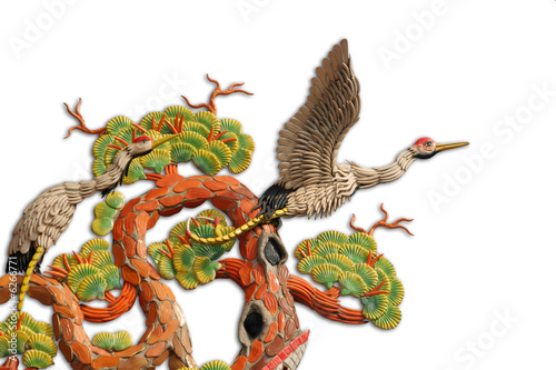 Obraz na płótnie Asian temple crane motif on white background w salonie
