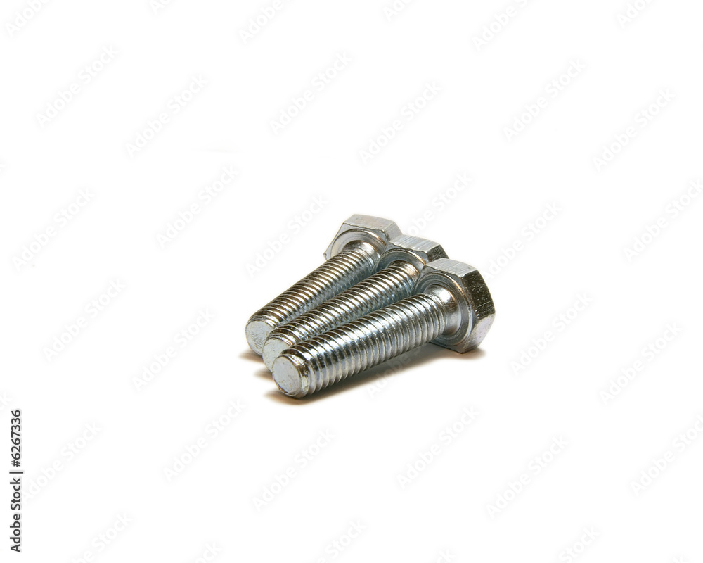 Three headed bolts on the paper, isolated Three headed bolts on the paper, isolated