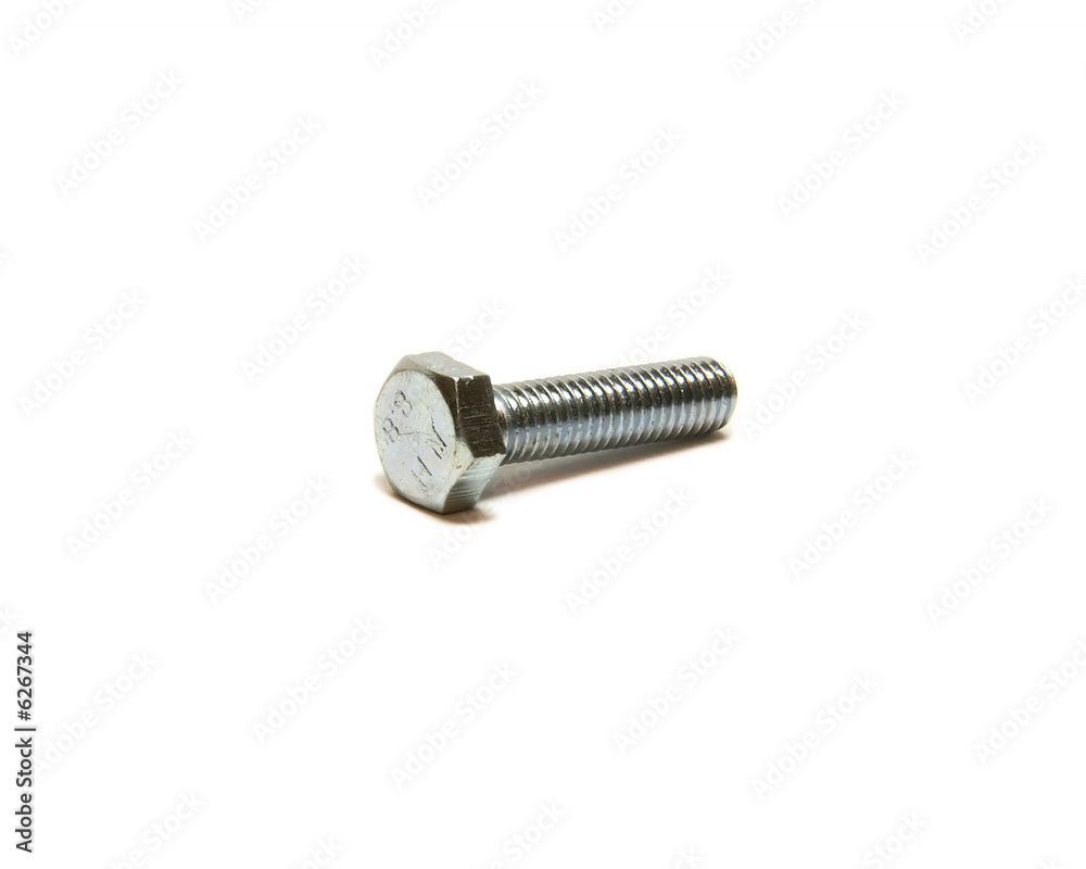 one headed bolt on the paper, macro, steel one headed bolt on the paper, macro, steel