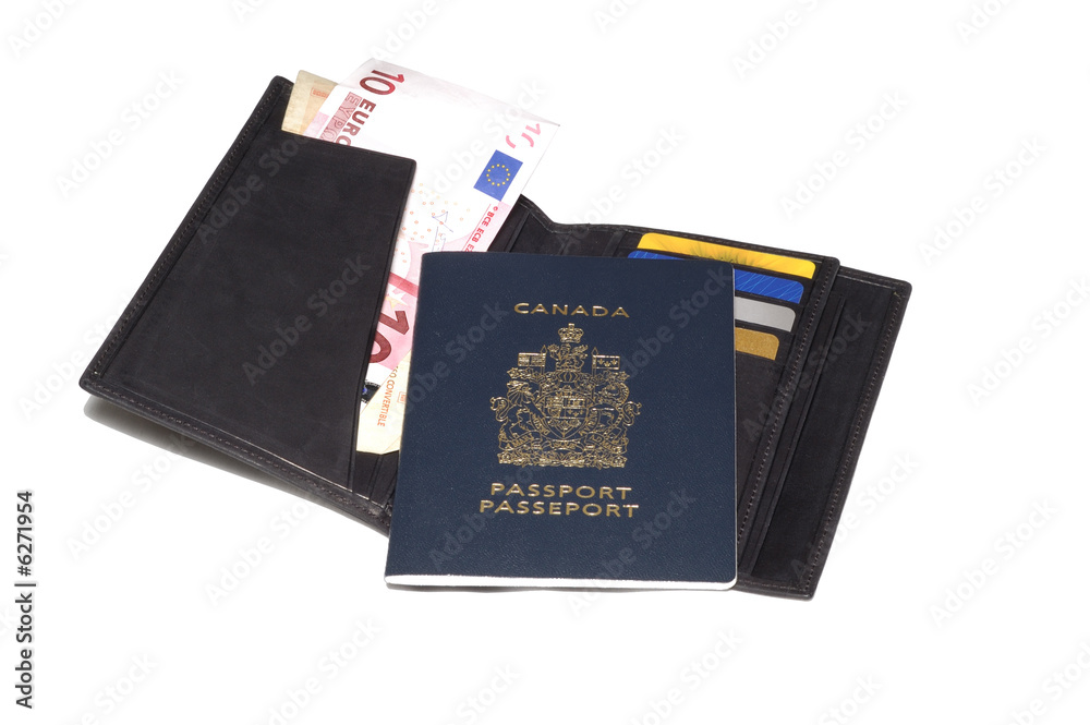 Fototapeta premium Canadian passport and a wallet 