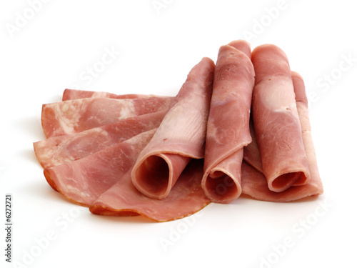 cured meat isolated on white background