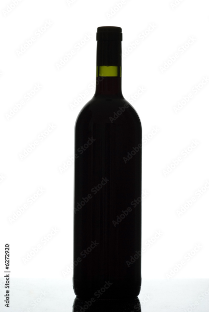 Silhouette of red wine bottle isolated on white. Silhouette of red wine bottle isolated on white.