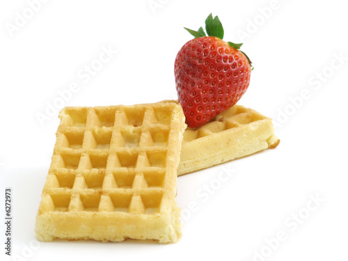 wafer with strawberry isolated on white background