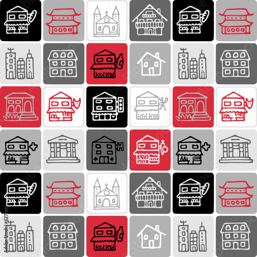 architecutures et commerces - motif damier
