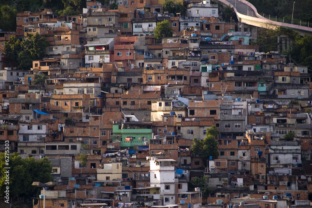 Naklejka premium Slum at Rio de Janeiro, near Maracan‹ Stadium