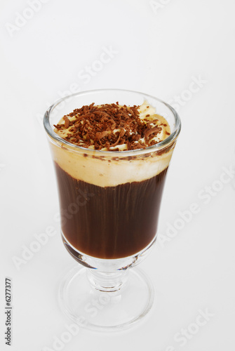 Cup of coffee with milk on a white background.