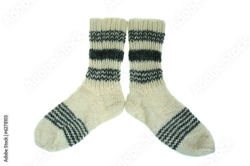 Woolen, traditional, warm socks made by Polish highlanders