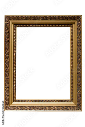Empty gold plated wooden picture frame isolated © Dmitry Rukhlenko