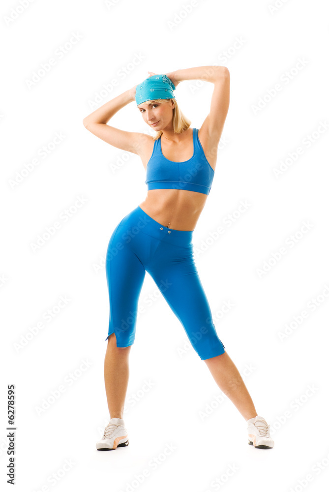 Beautiful young woman doing fitness exercise Beautiful young woman doing fitness exercise