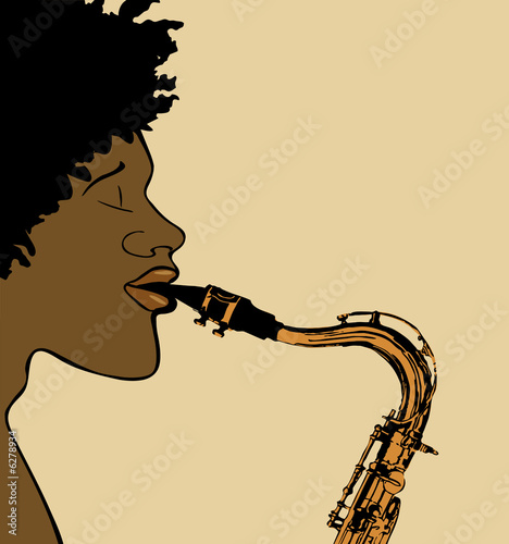 Afro-american saxophone player