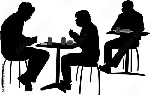 vector image of people setting at the cafeteria