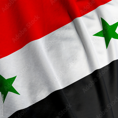 Closeup of the flag of Syria, square image