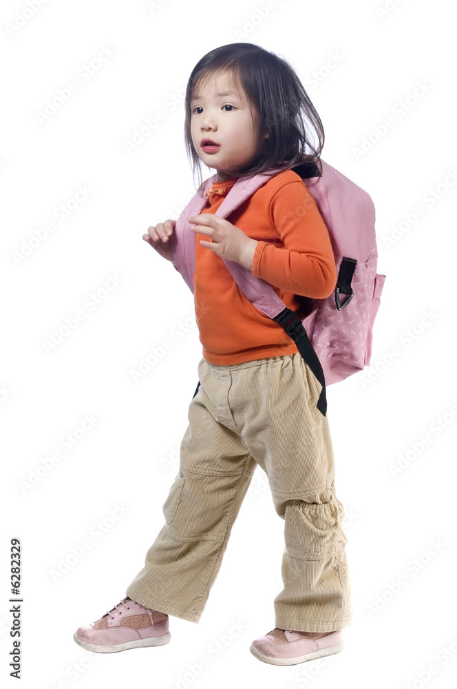 A young girl is ready for school. Education, Future A young girl is ready for school. Education, Future