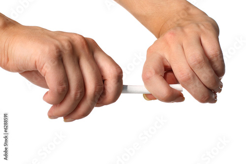 hand broke cigarette no smoke concept