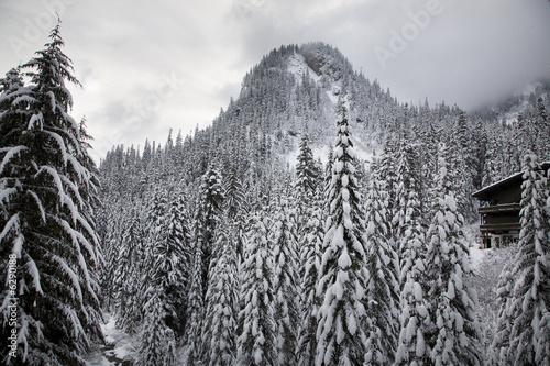 Snowy Mountain, Ski Lodge Alpental, Snoqualme Pass, Washington photo