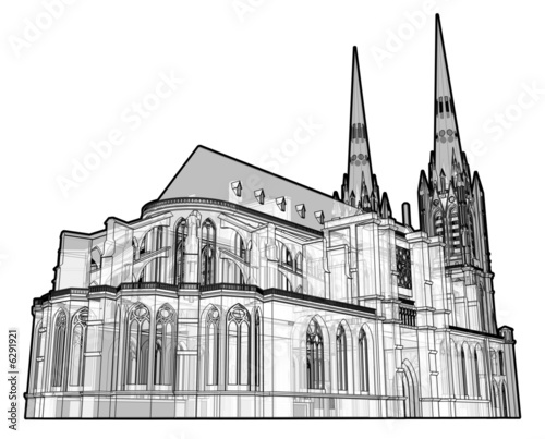 Black & White illustration of a generic cathedral. © Spooky2006