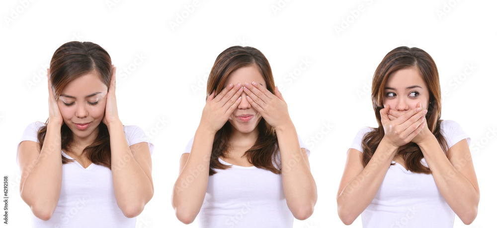 Hear no evil, see no evil and speak no evil, girl Hear no evil, see no evil and speak no evil, girl