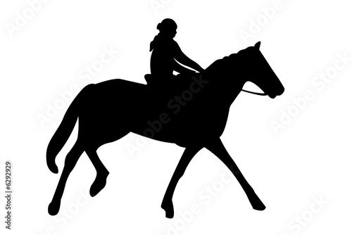 horseback riding silhouette with clipping path