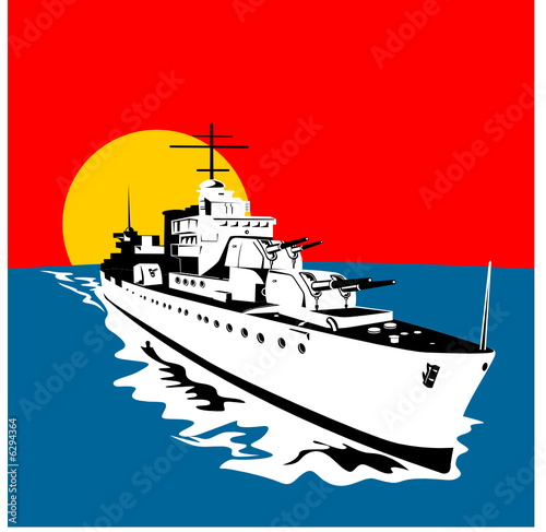 Battleship with big guns