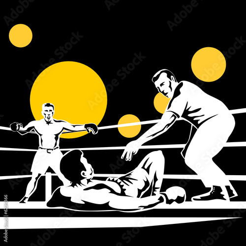Referee counting down boxer 