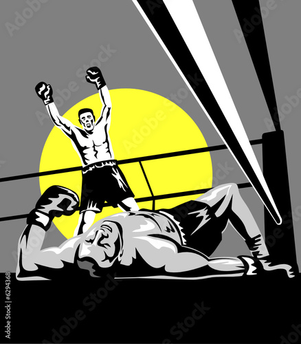 Boxer celebrating a knockout
