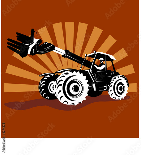 Tractor with telescopic arm