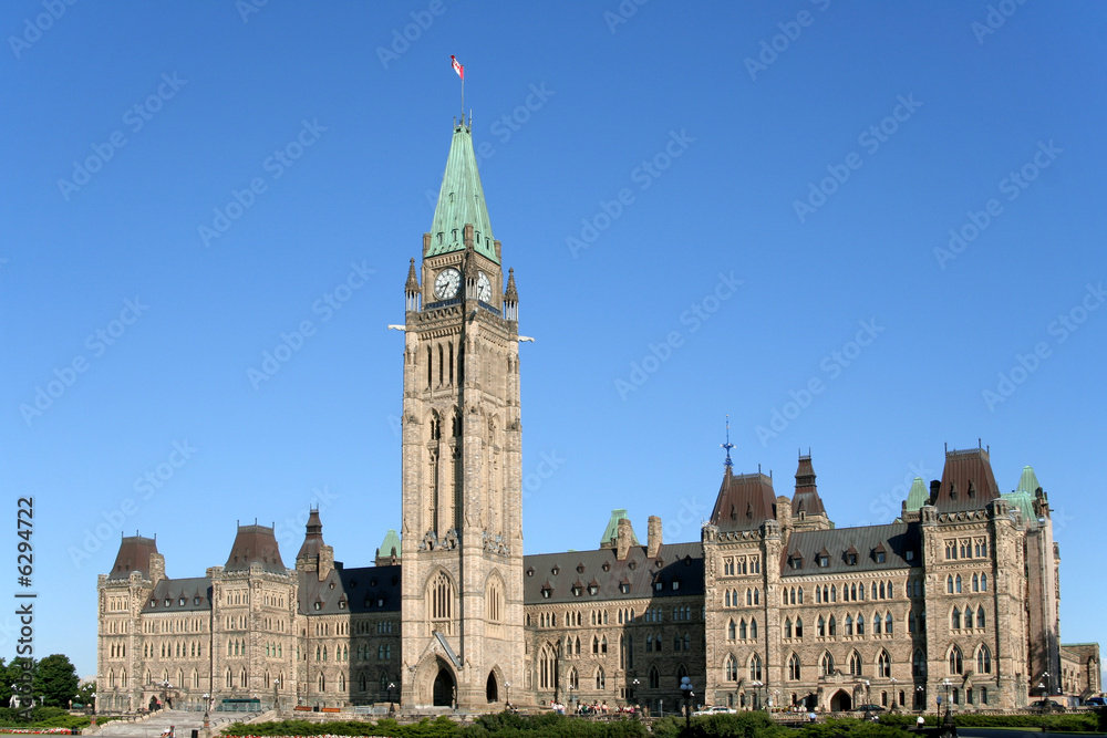 Canadian Parliament Building in Ottawa, angle view