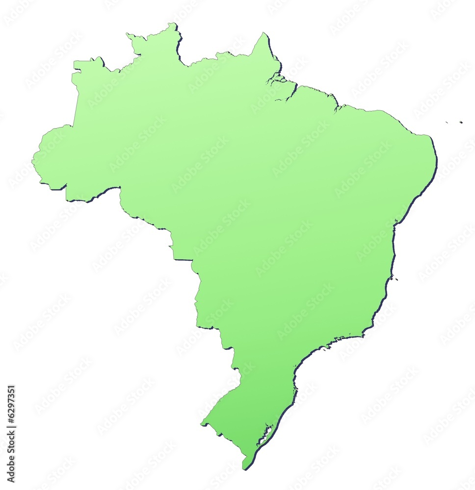 Brazil map filled with light green gradient