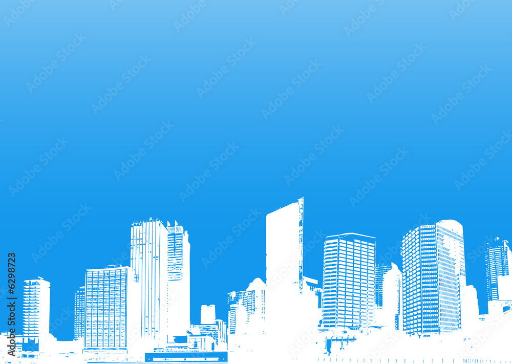 City with turquoise background. vector