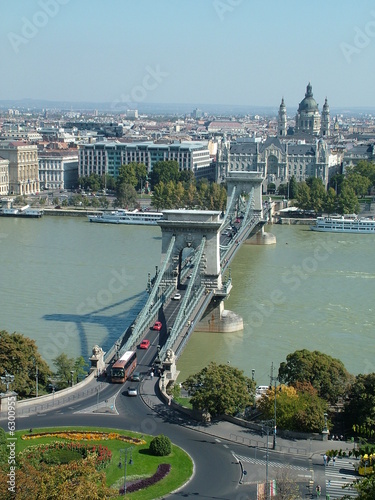 River Danube in Budapest with the Széchenyi Chain Bridge photo